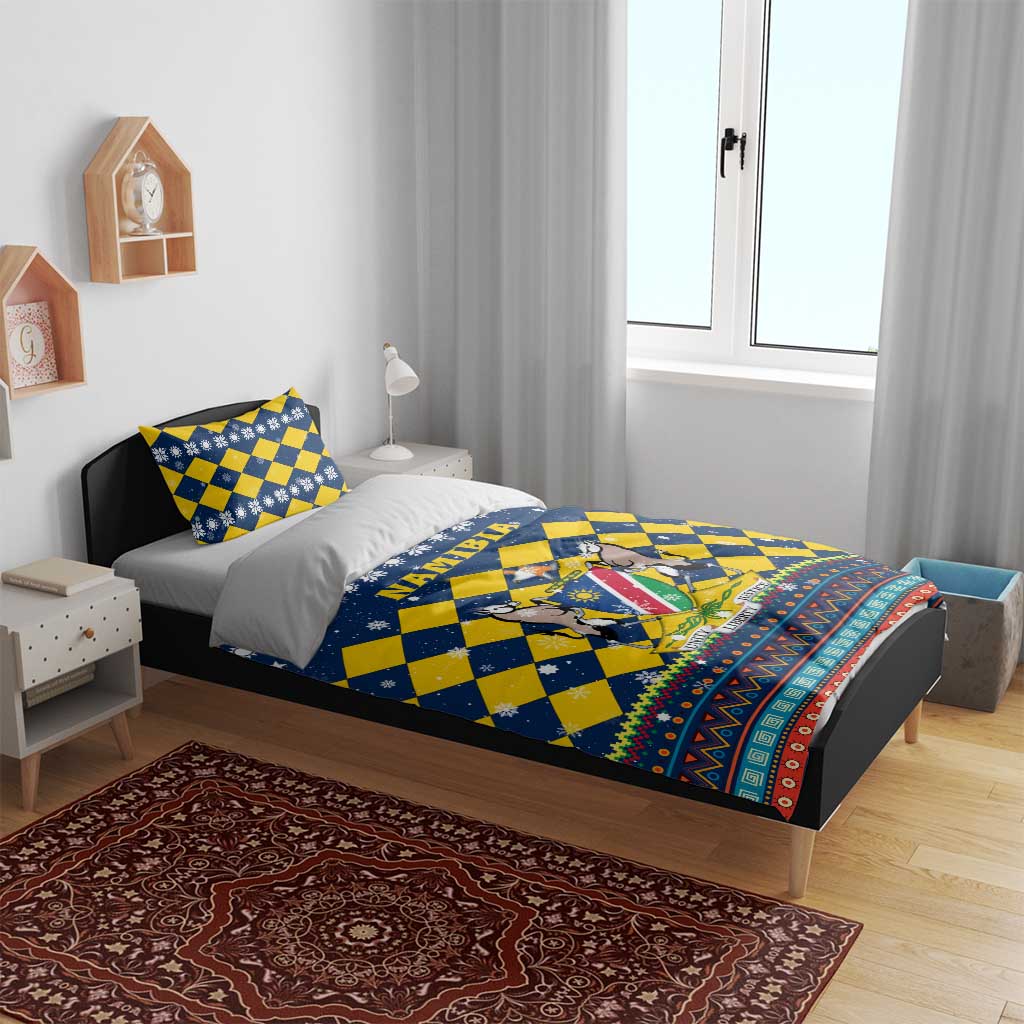 Namibia Christmas Bedding Set Coat of Arms and Flag Map Motif - African Pride