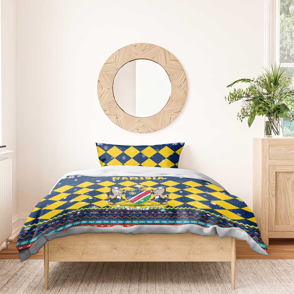 Namibia Christmas Bedding Set Coat of Arms and Flag Map Motif - African Pride