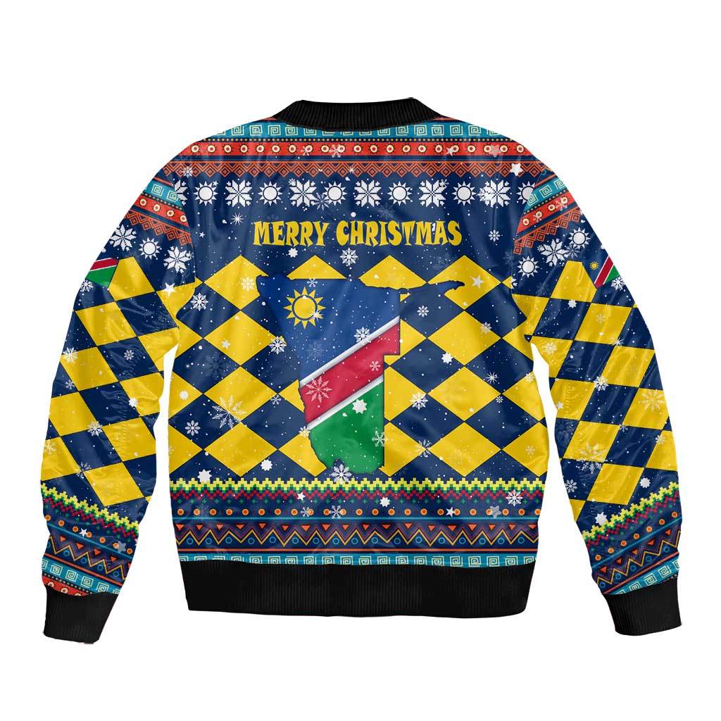 Namibia Christmas Bomber Jacket Coat of Arms and Flag Map Motif - African Pride