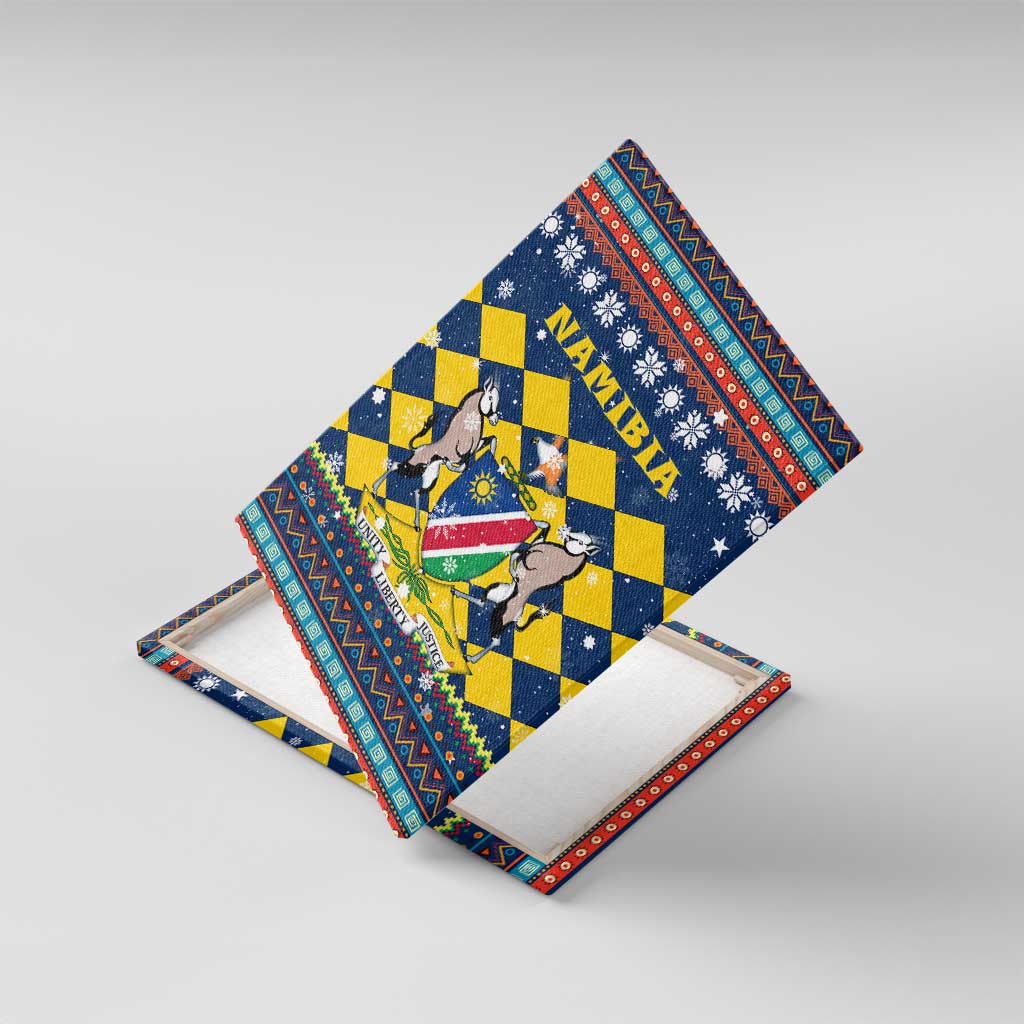 Namibia Christmas Canvas Wall Art Coat of Arms and Flag Map Motif - African Pride