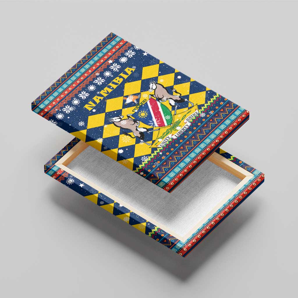 Namibia Christmas Canvas Wall Art Coat of Arms and Flag Map Motif - African Pride