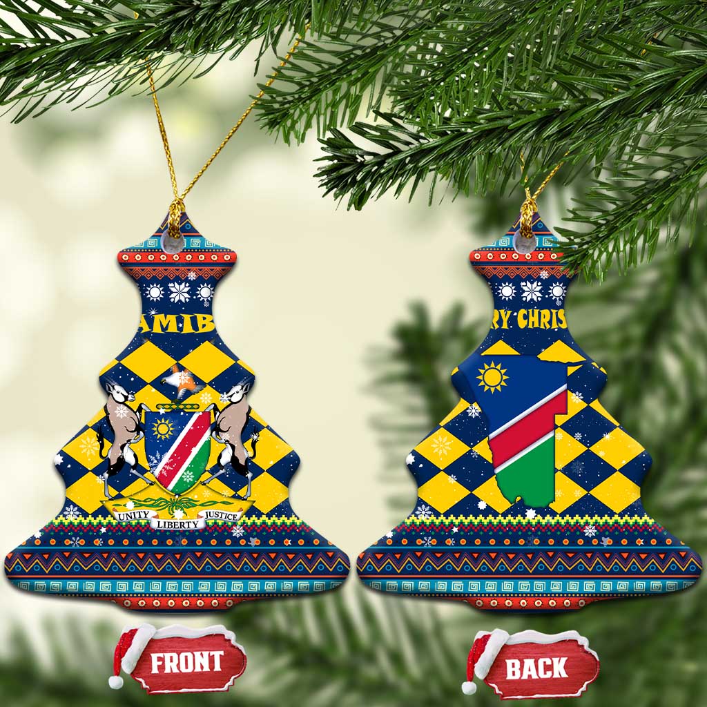 Namibia Christmas Ceramic Ornament Coat of Arms and Flag Map Motif - African Pride