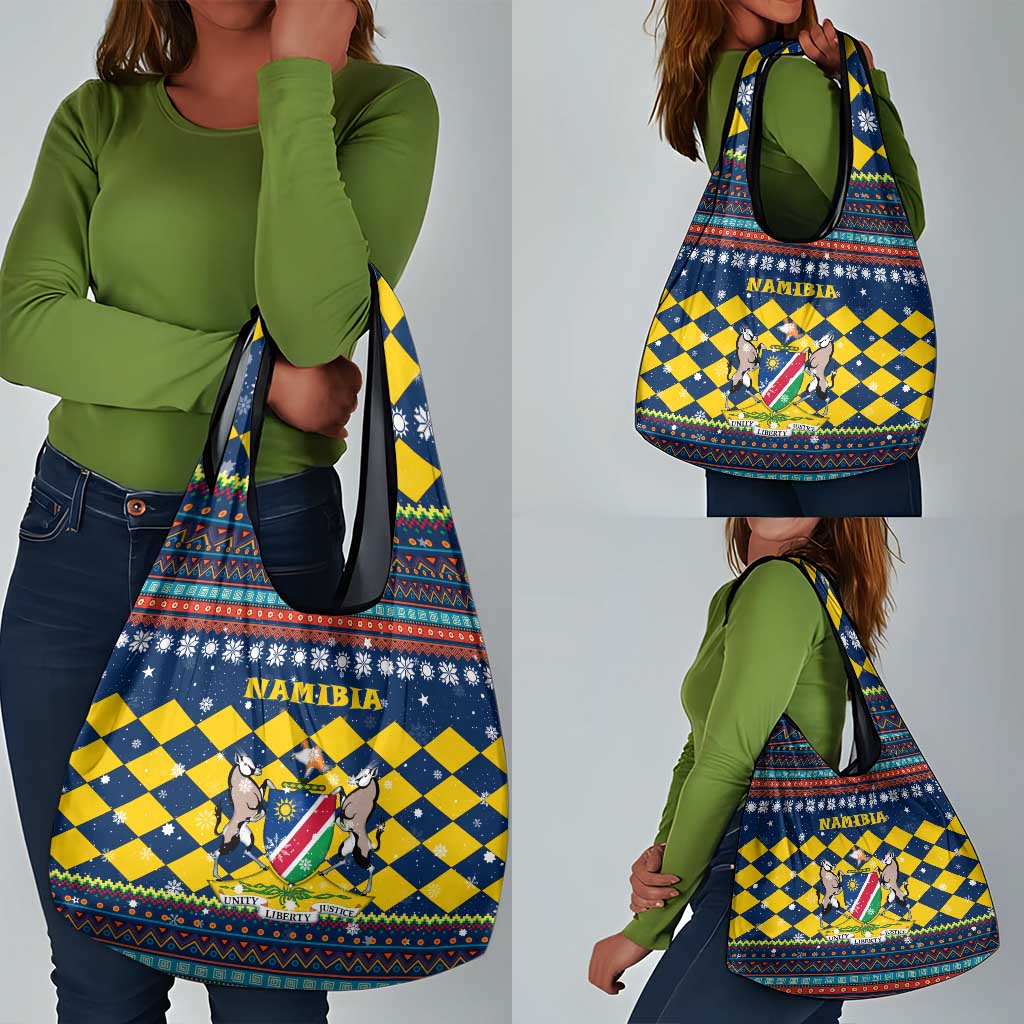 Namibia Christmas Grocery Bag Coat of Arms and Flag Map Motif - African Pride