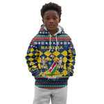 Namibia Christmas Kid Hoodie Coat of Arms and Flag Map Motif - African Pride