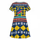 Namibia Christmas Kid Short Sleeve Dress Coat of Arms and Flag Map Motif - African Pride