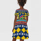 Namibia Christmas Kid Short Sleeve Dress Coat of Arms and Flag Map Motif - African Pride