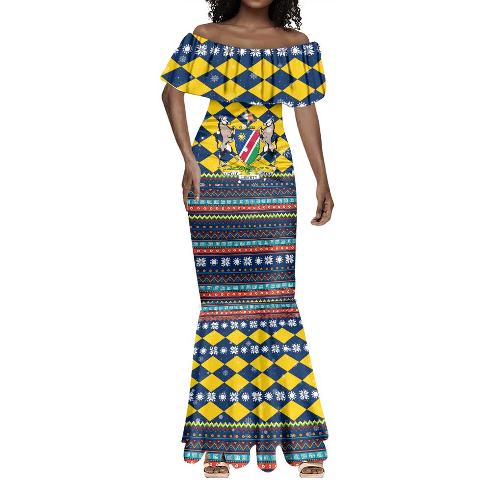 Namibia Christmas Mermaid Dress Coat of Arms and Flag Map Motif - African Pride