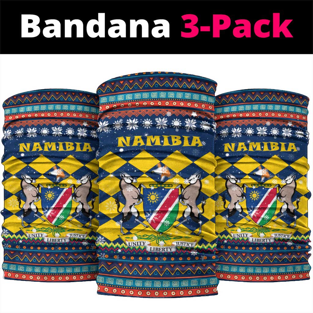 Namibia Christmas Neck Gaiter Coat of Arms and Flag Map Motif - African Pride