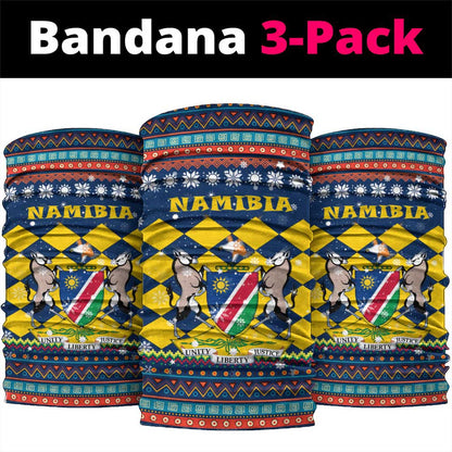 Namibia Christmas Neck Gaiter Coat of Arms and Flag Map Motif - African Pride