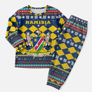 Namibia Christmas Pajama Set Coat of Arms and Flag Map Motif - African Pride