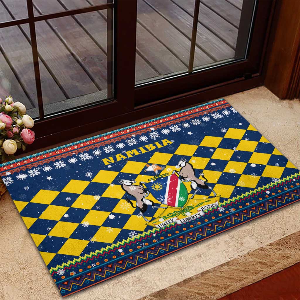 Namibia Christmas Rubber Doormat Coat of Arms and Flag Map Motif - African Pride