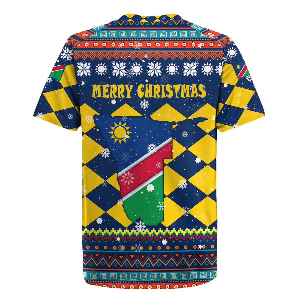 Namibia Christmas Rugby Jersey Coat of Arms and Flag Map Motif - African Pride