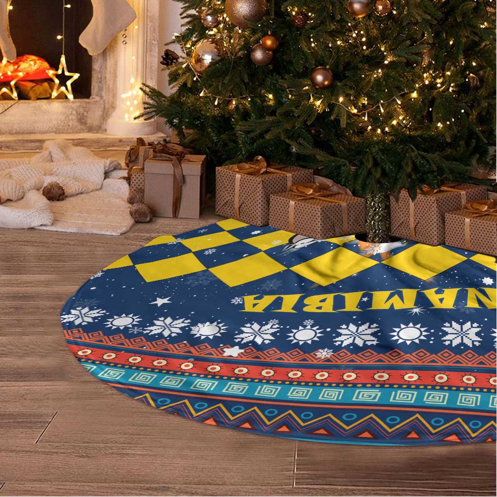 Namibia Christmas Tree Skirt Coat of Arms and Flag Map Motif - African Pride