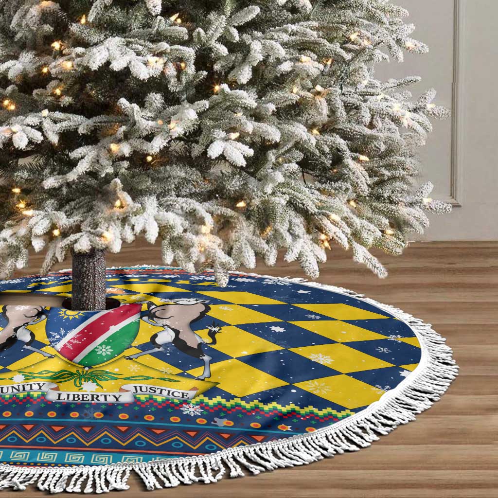 Namibia Christmas Tree Skirt Coat of Arms and Flag Map Motif - African Pride