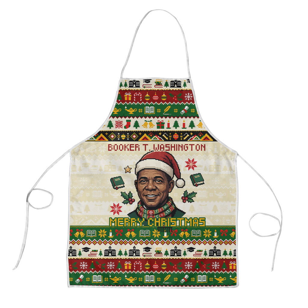 Booker T. Washington Christmas Santa Apron Black History Ugly Pixel Pattern