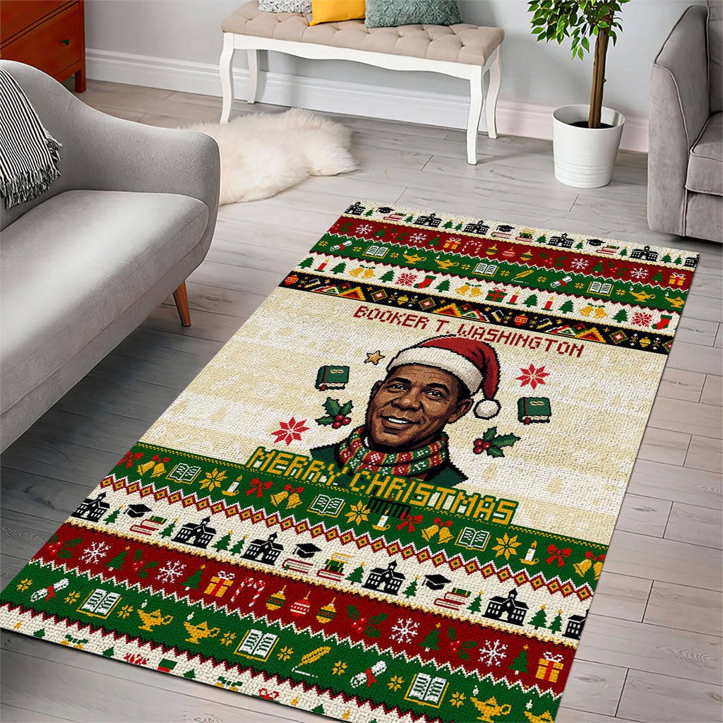 Booker T. Washington Christmas Santa Area Rug Black History Ugly Pixel Pattern