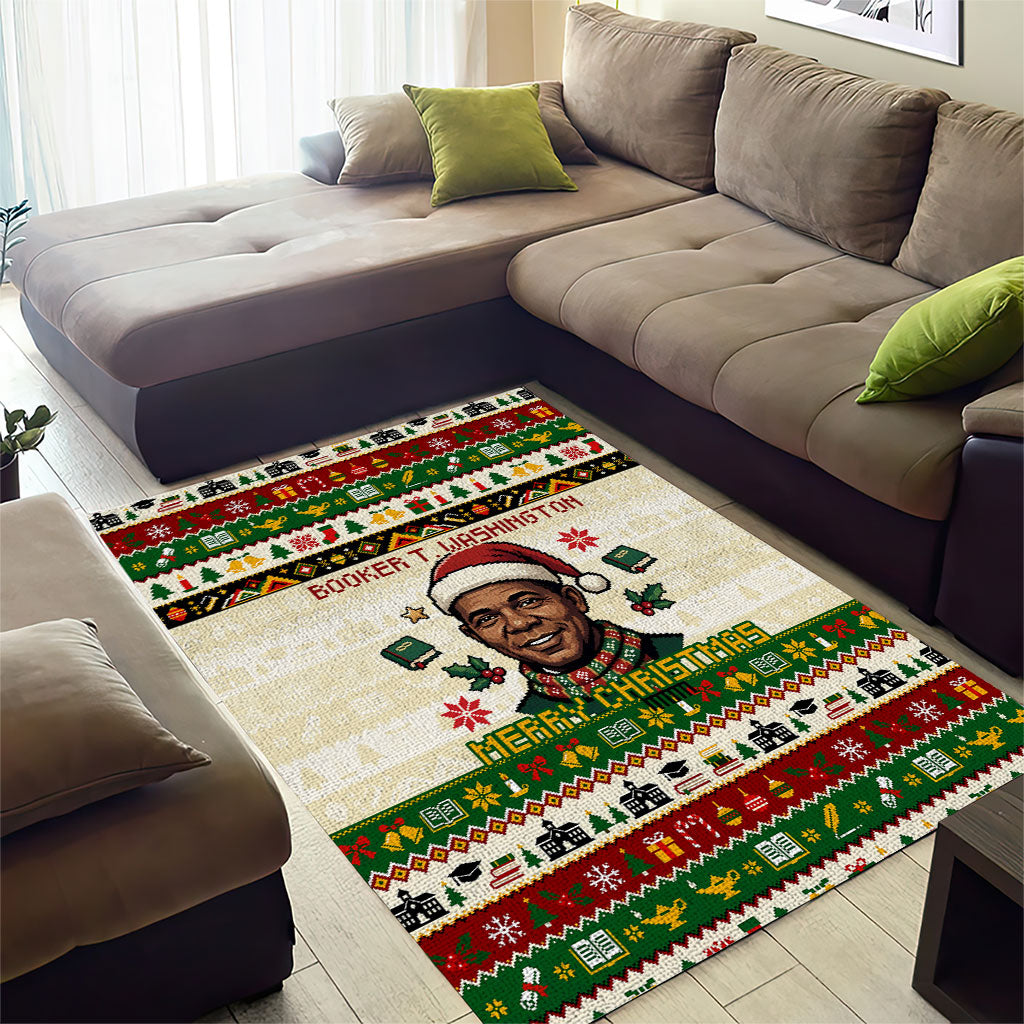 Booker T. Washington Christmas Santa Area Rug Black History Ugly Pixel Pattern