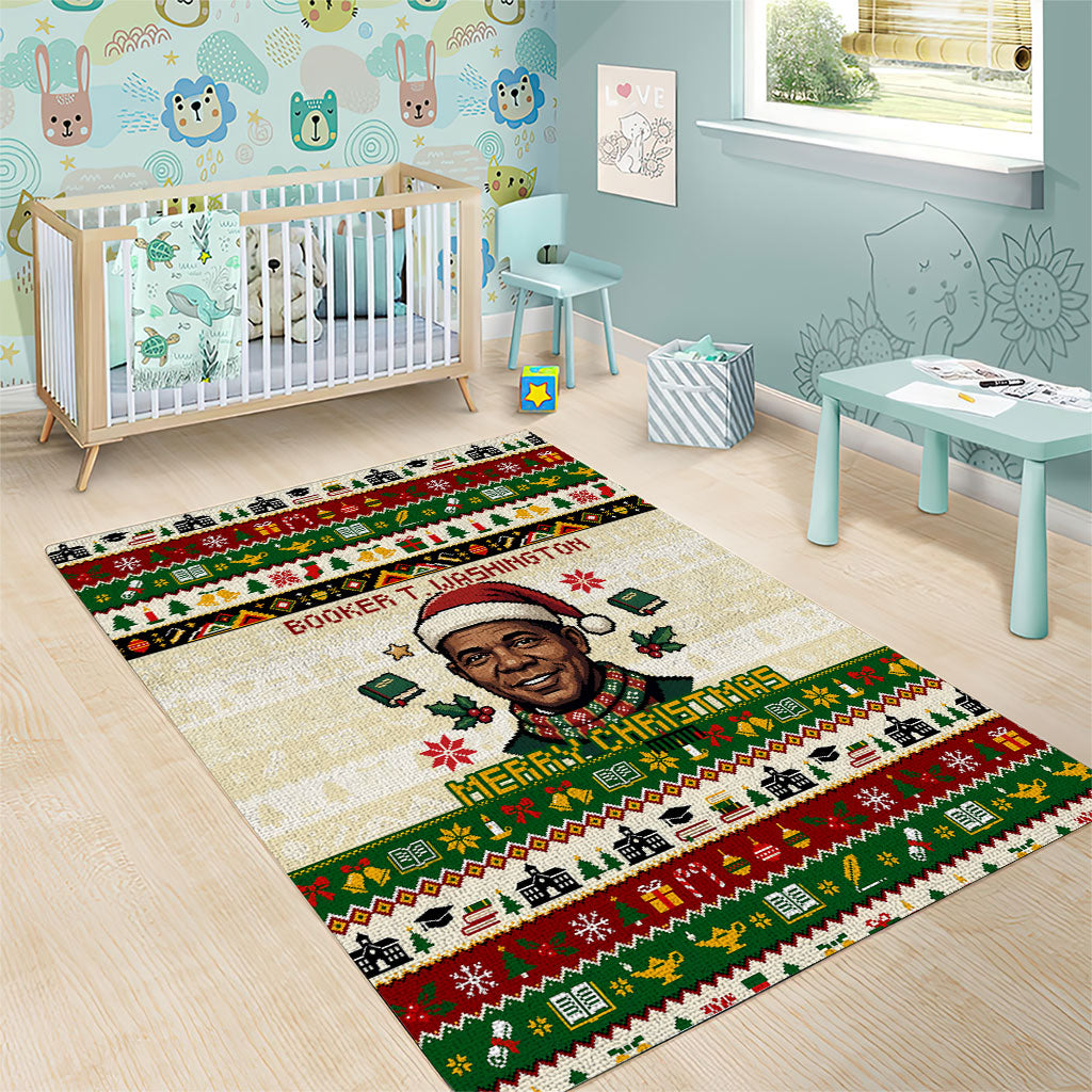 Booker T. Washington Christmas Santa Area Rug Black History Ugly Pixel Pattern