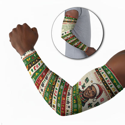 Booker T. Washington Christmas Santa Arm Sleeves Black History Ugly Pixel Pattern