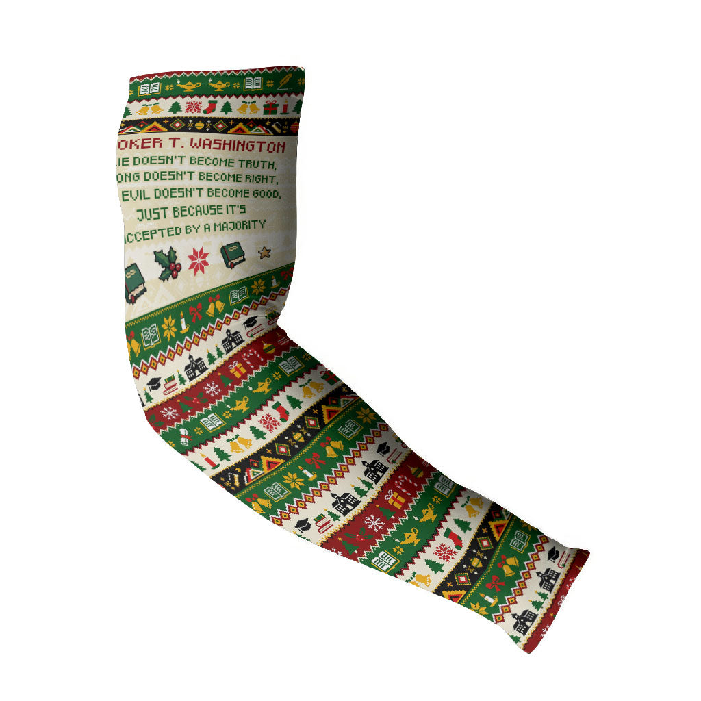 Booker T. Washington Christmas Santa Arm Sleeves Black History Ugly Pixel Pattern