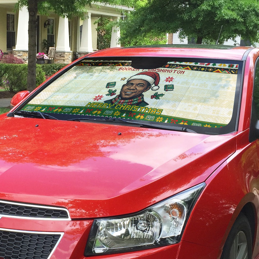Booker T. Washington Christmas Santa Auto Sun Shade Black History Ugly Pixel Pattern