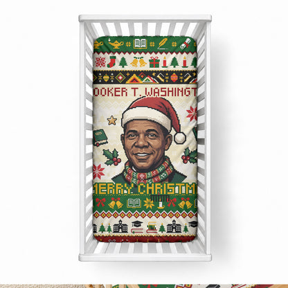 Booker T. Washington Christmas Santa Baby Bed Cover Black History Ugly Pixel Pattern