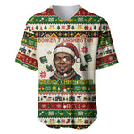 Booker T. Washington Christmas Santa Baseball Jersey Black History Ugly Pixel Pattern