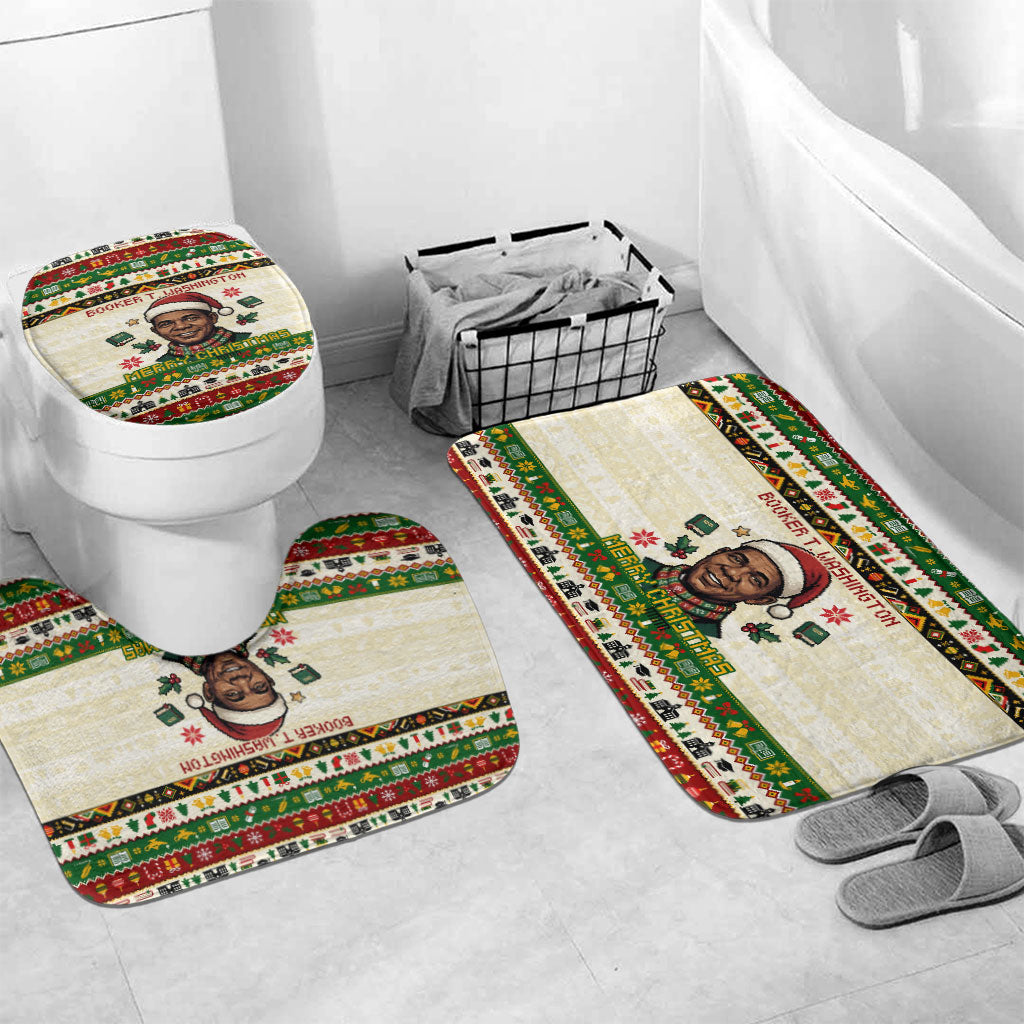 Booker T. Washington Christmas Santa Bathroom Set Black History Ugly Pixel Pattern