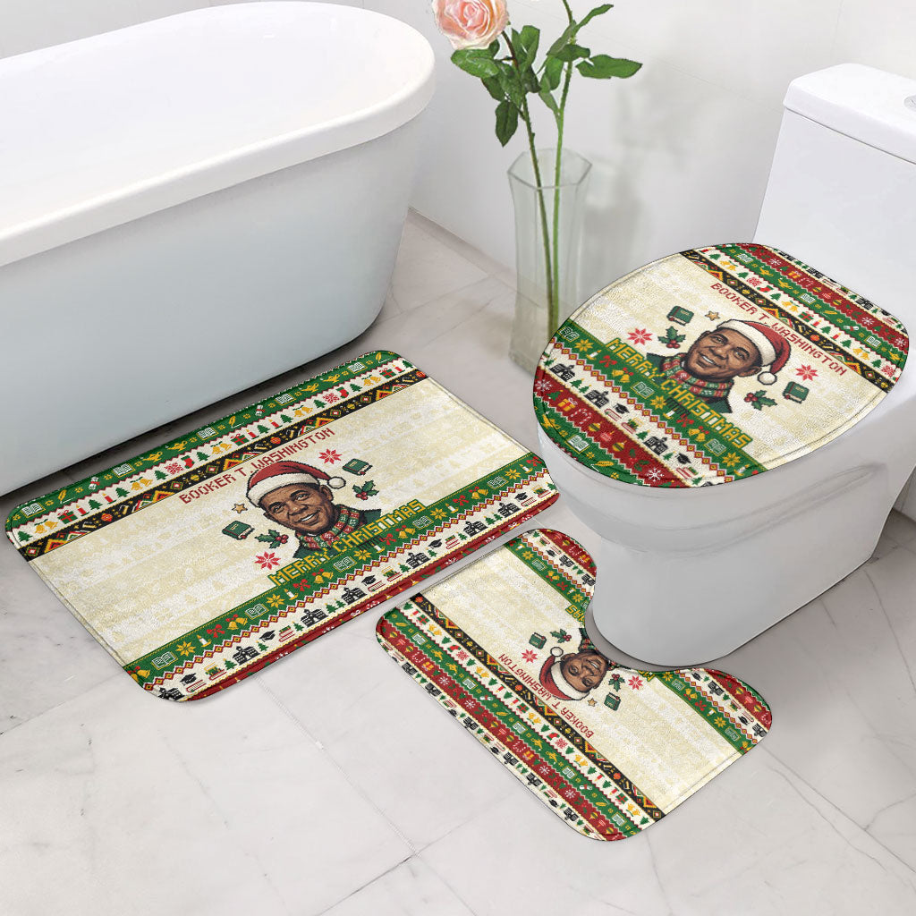 Booker T. Washington Christmas Santa Bathroom Set Black History Ugly Pixel Pattern