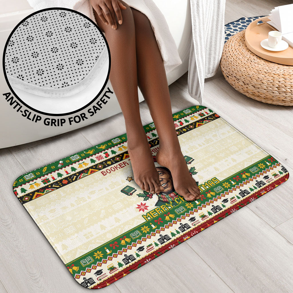 Booker T. Washington Christmas Santa Bathroom Set Black History Ugly Pixel Pattern
