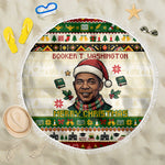Booker T. Washington Christmas Santa Beach Blanket Black History Ugly Pixel Pattern
