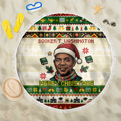 Booker T. Washington Christmas Santa Beach Blanket Black History Ugly Pixel Pattern