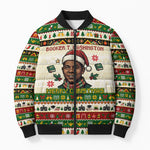 Booker T. Washington Christmas Santa Bomber Puffer Jacket Black History Ugly Pixel Pattern