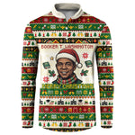 Booker T. Washington Christmas Santa Button Sweatshirt Black History Ugly Pixel Pattern