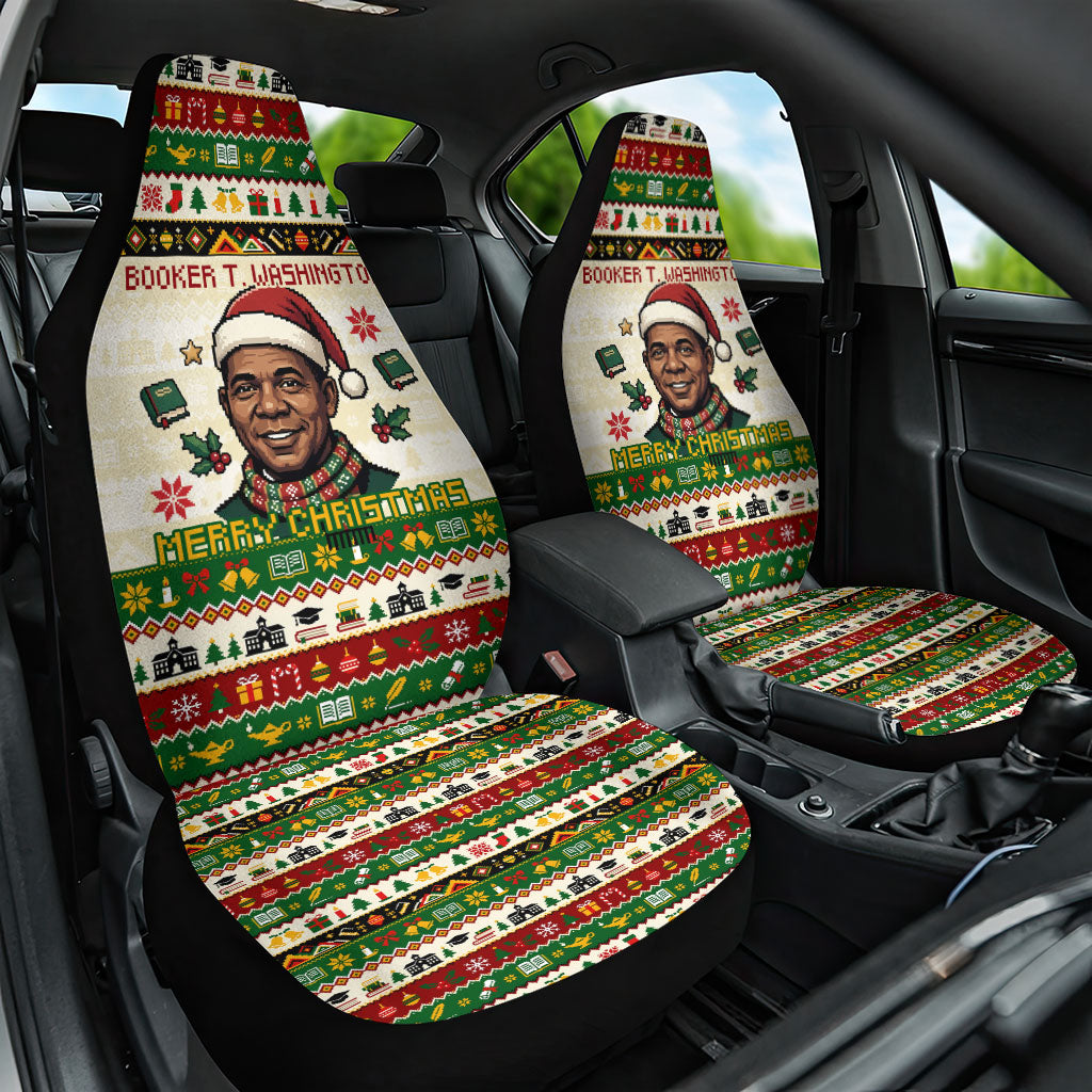 Booker T. Washington Christmas Santa Car Seat Cover Black History Ugly Pixel Pattern