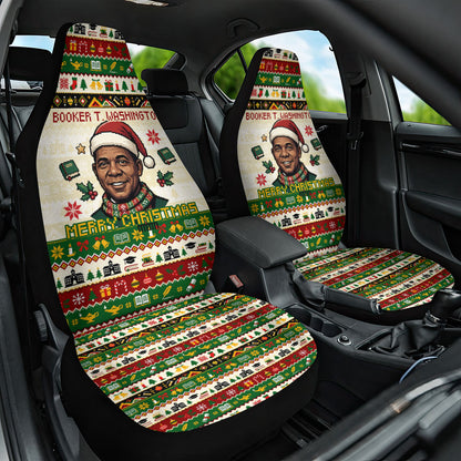 Booker T. Washington Christmas Santa Car Seat Cover Black History Ugly Pixel Pattern