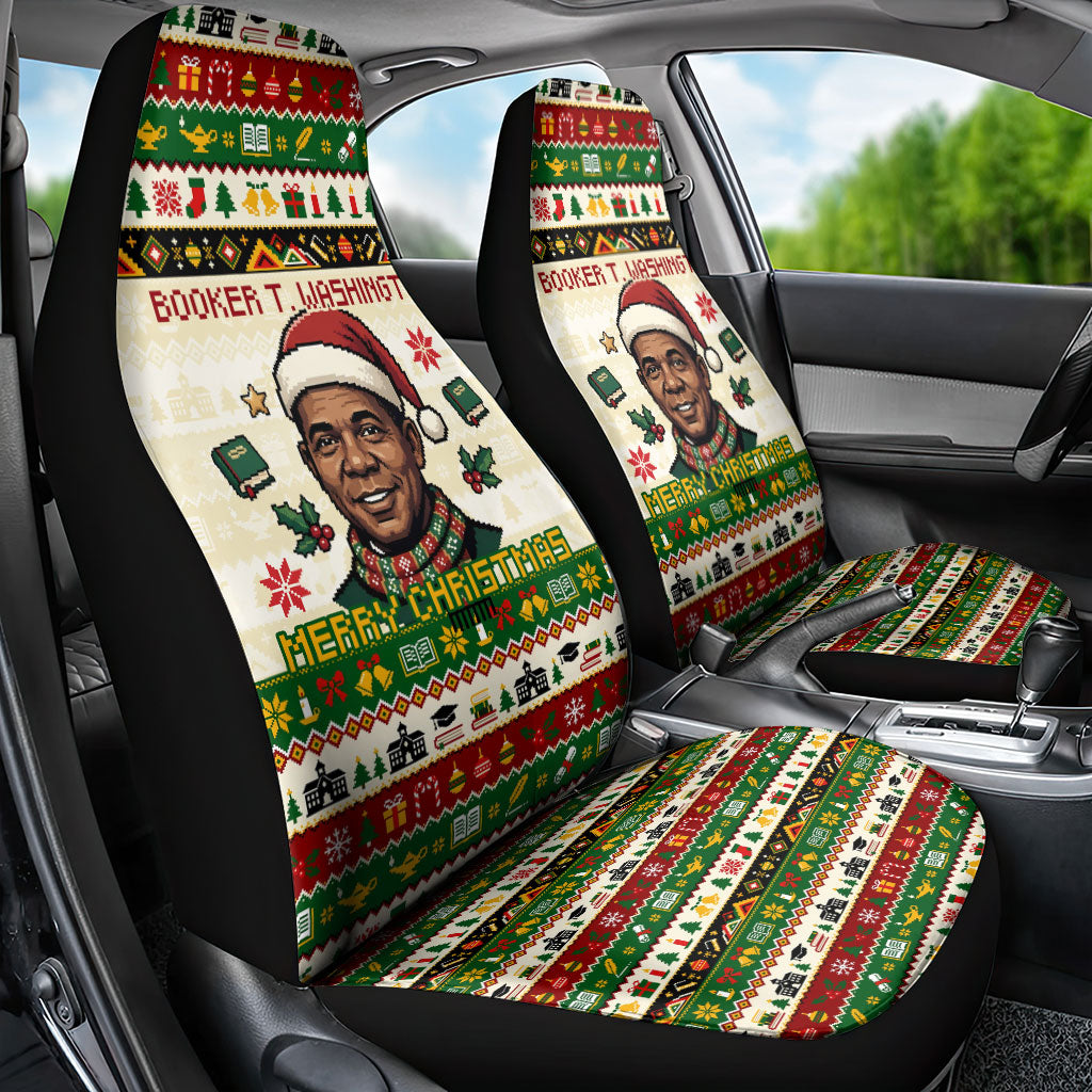 Booker T. Washington Christmas Santa Car Seat Cover Black History Ugly Pixel Pattern