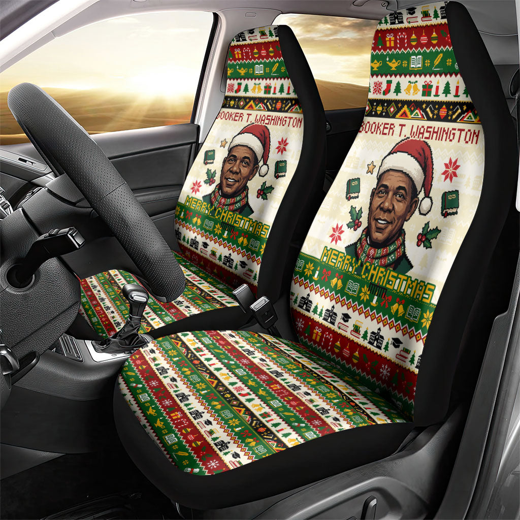 Booker T. Washington Christmas Santa Car Seat Cover Black History Ugly Pixel Pattern