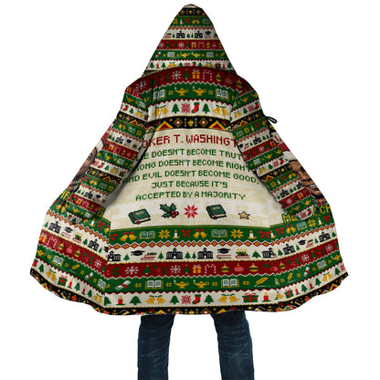 Booker T. Washington Christmas Santa Cloak Black History Ugly Pixel Pattern