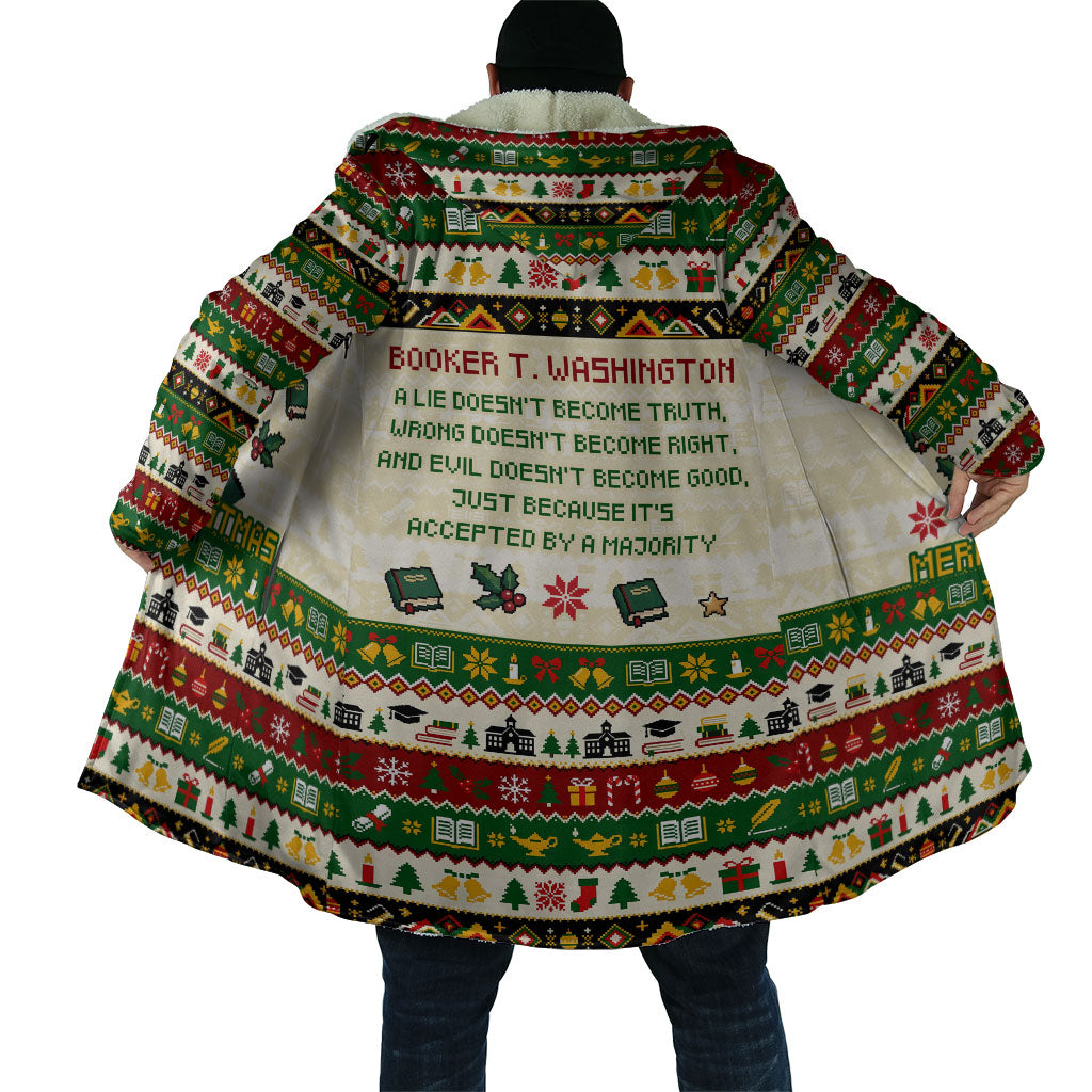 Booker T. Washington Christmas Santa Cloak Black History Ugly Pixel Pattern