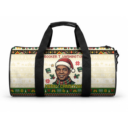 Booker T. Washington Christmas Santa Duffle Bag Black History Ugly Pixel Pattern