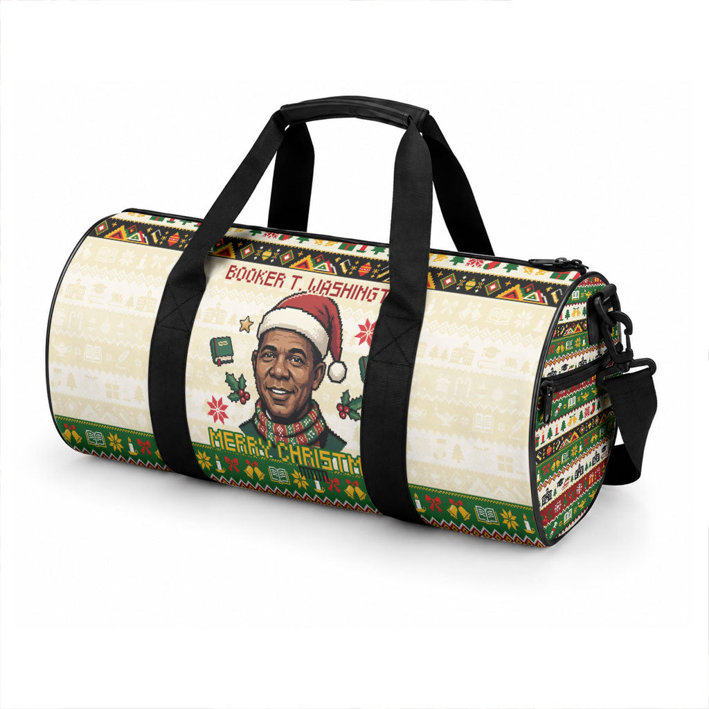 Booker T. Washington Christmas Santa Duffle Bag Black History Ugly Pixel Pattern