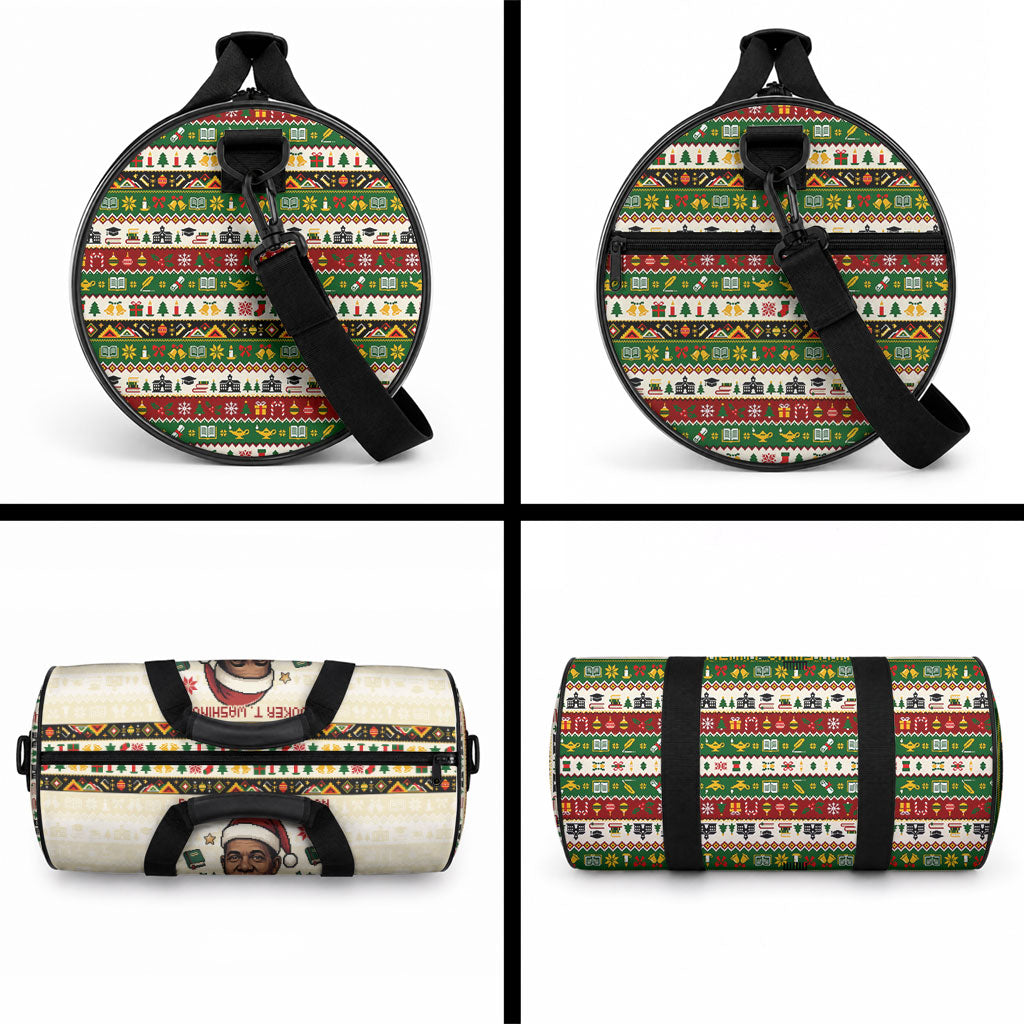 Booker T. Washington Christmas Santa Duffle Bag Black History Ugly Pixel Pattern