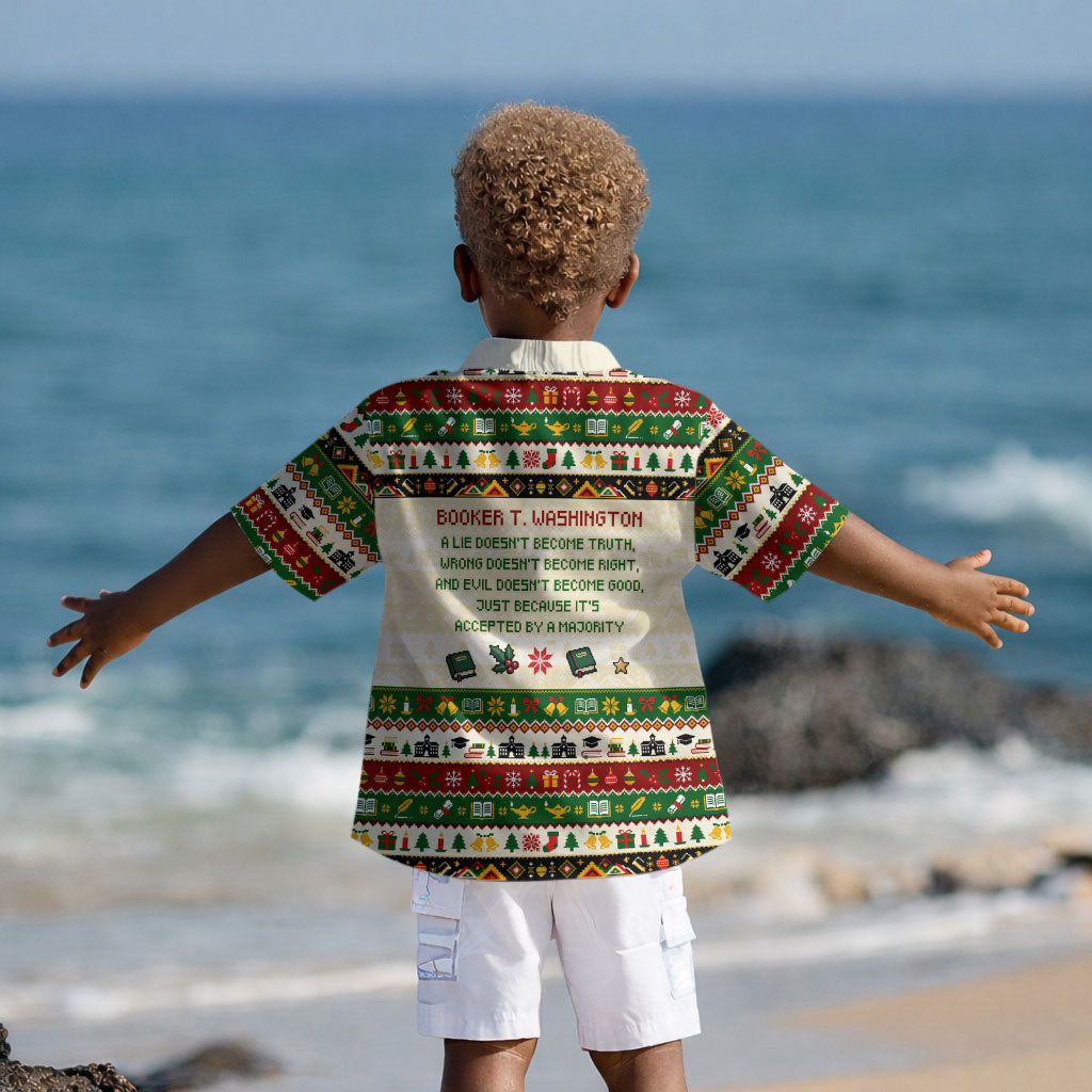 Booker T. Washington Christmas Santa Kid Hawaiian Shirt Black History Ugly Pixel Pattern