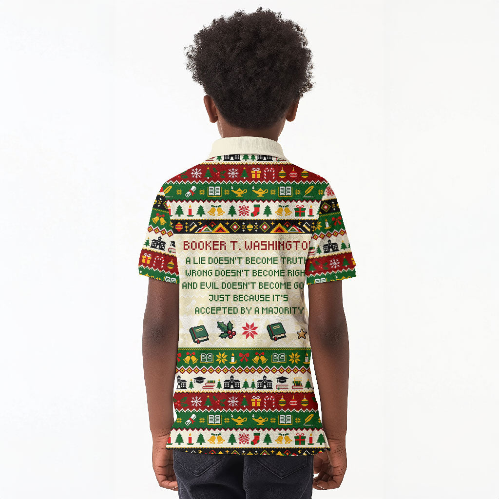 Booker T. Washington Christmas Santa Kid Polo Shirt Black History Ugly ...