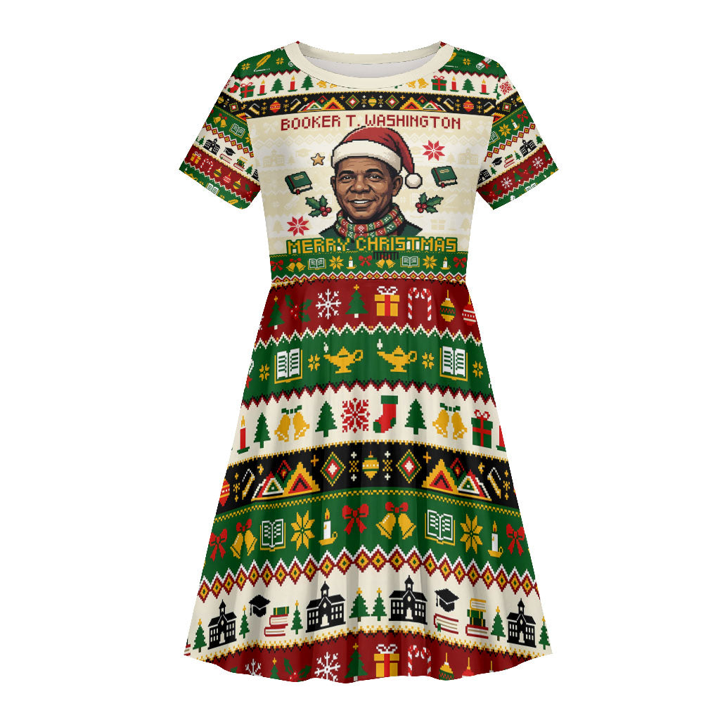 Booker T. Washington Christmas Santa Kid Short Sleeve Dress Black ...