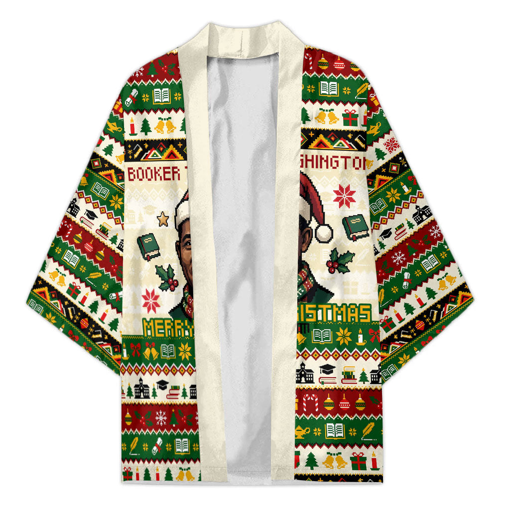 Booker T. Washington Christmas Santa Kimono Black History Ugly Pixel Pattern