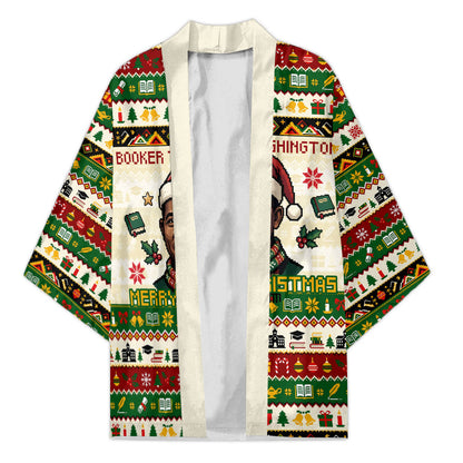 Booker T. Washington Christmas Santa Kimono Black History Ugly Pixel Pattern