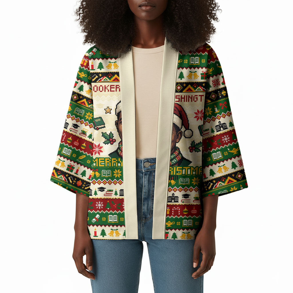 Booker T. Washington Christmas Santa Kimono Black History Ugly Pixel Pattern