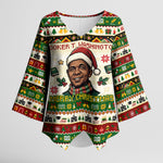 Booker T. Washington Christmas Santa Kimono Sleeve Blouse Black History Ugly Pixel Pattern